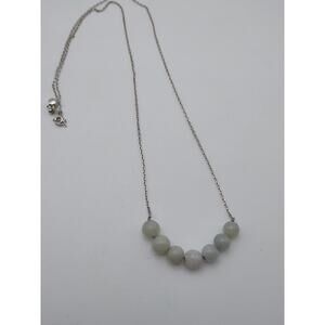 925 Sterling Green Jade Bead Necklace 23in